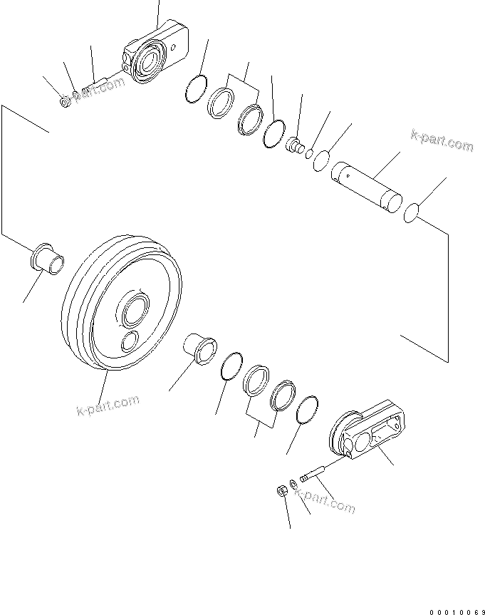 Komatsu parts book diagram for PC400LC-6 S/N 30001-UP (SAA6D125E-2 (Emission) Eng. Installed): FRONT IDLER