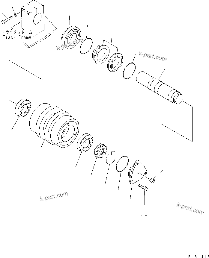 Komatsu parts book diagram for PC400LC-6 S/N 30001-UP (SAA6D125E-2 (Emission) Eng. Installed): CARRIER ROLLER