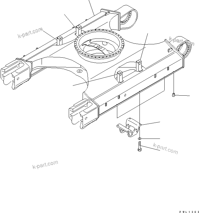 Komatsu parts book diagram for PC400LC-6 S/N 30001-UP (SAA6D125E-2 (Emission) Eng. Installed): TRACK FRAME (CENTER GUARD)(#32250-)