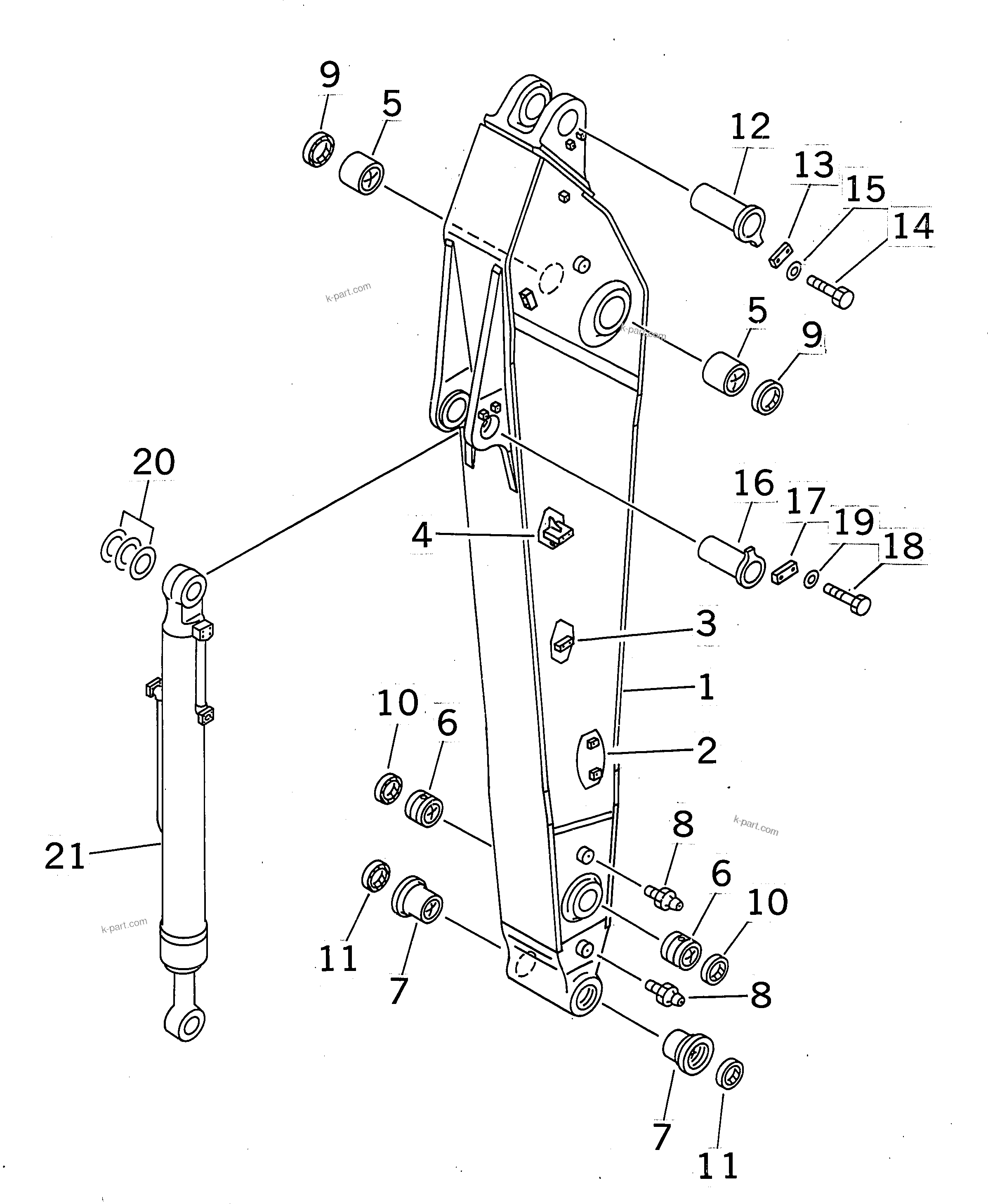 Komatsu parts book diagram for PC400LC-6 S/N 30001-UP (SAA6D125E-2 (Emission) Eng. Installed): ARM (3.4M) (ARM AND BUCKET CYLINDER) (FOR ADDITIONAL PIPING)