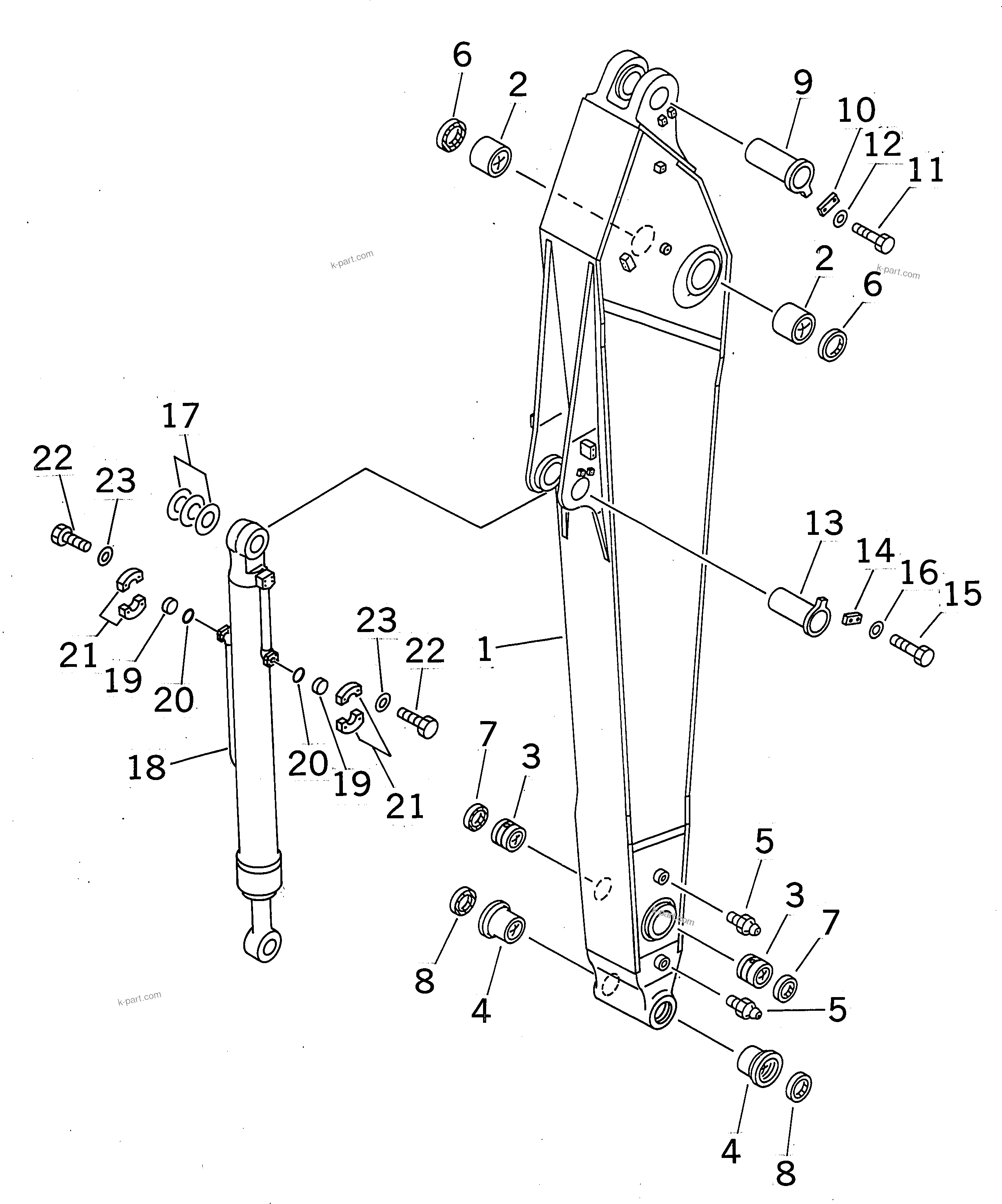 Komatsu parts book diagram for PC400LC-6 S/N 30001-UP (SAA6D125E-2 (Emission) Eng. Installed): ARM (4.0M) (ARM AND BUCKET CYLINDER) (FOR COMPONENT)