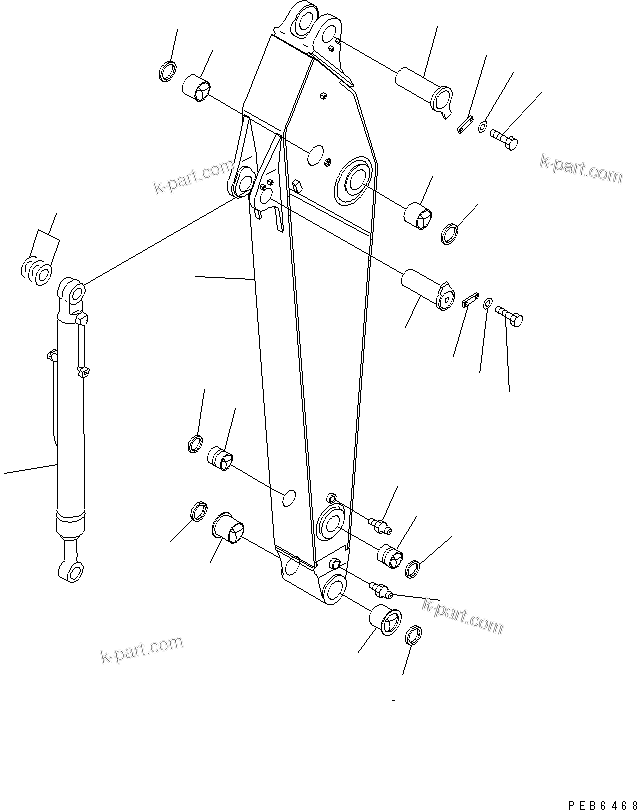 Komatsu parts book diagram for PC400LC-6 S/N 30001-UP (SAA6D125E-2 (Emission) Eng. Installed): ARM (2.9M) (ARM AND BUCKET CYLINDER)