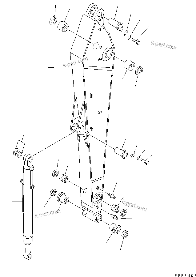 Komatsu parts book diagram for PC400LC-6 S/N 30001-UP (SAA6D125E-2 (Emission) Eng. Installed): ARM (4.8M) (ARM AND BUCKET CYLINDER)