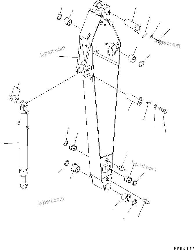Komatsu parts book diagram for PC400LC-6 S/N 30001-UP (SAA6D125E-2 (Emission) Eng. Installed): ARM (3.4M) (ARM AND BUCKET CYLINDER) (WITH AUTO GREASING)
