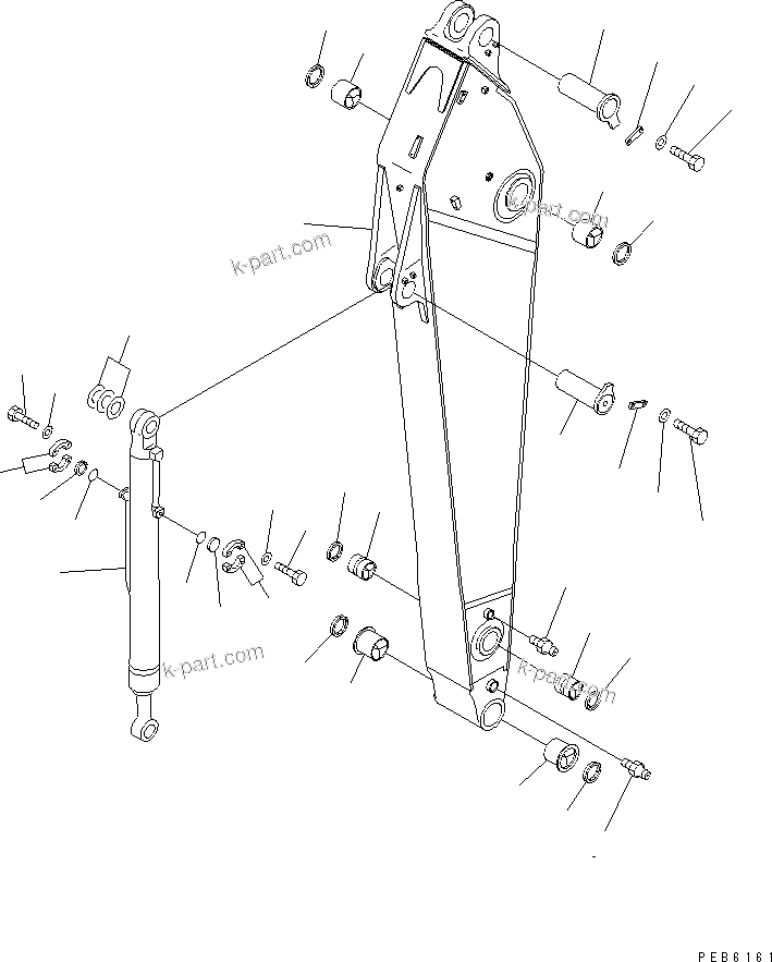 Komatsu parts book diagram for PC400LC-6 S/N 30001-UP (SAA6D125E-2 (Emission) Eng. Installed): ARM (3.4M) (HEAVY DUTY) (ARM AND BUCKET CYLINDER) (WITH AUTO GREASING) (FOR COMPONENT)