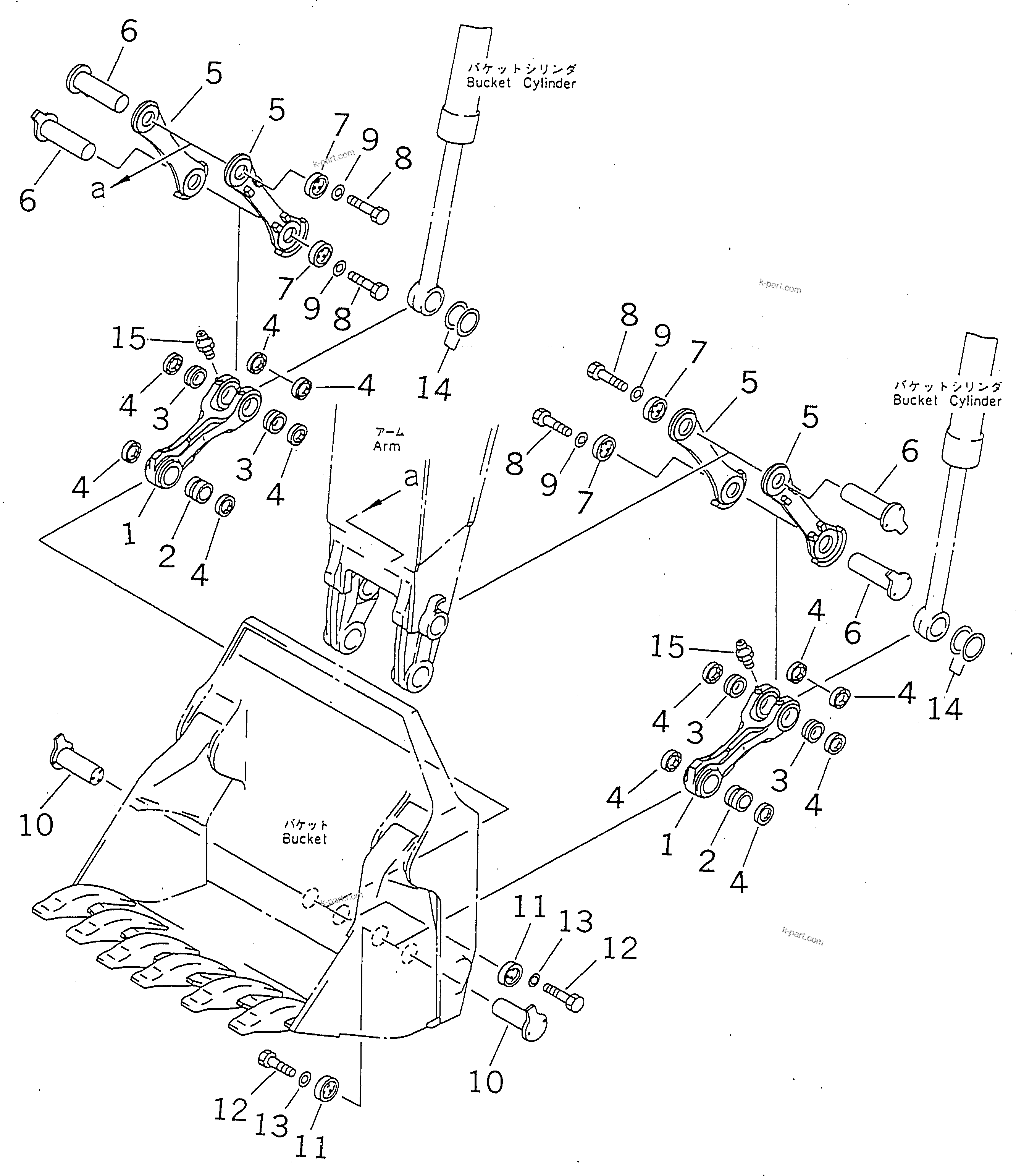 Komatsu parts book diagram for PC400LC-6 S/N 30001-UP (SAA6D125E-2 (Emission) Eng. Installed): ARM (BUCKET LINK) (LOADER)