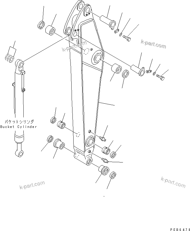 Komatsu parts book diagram for PC400LC-6 S/N 30001-UP (SAA6D125E-2 (Emission) Eng. Installed): ARM (2.4M) (ARM)