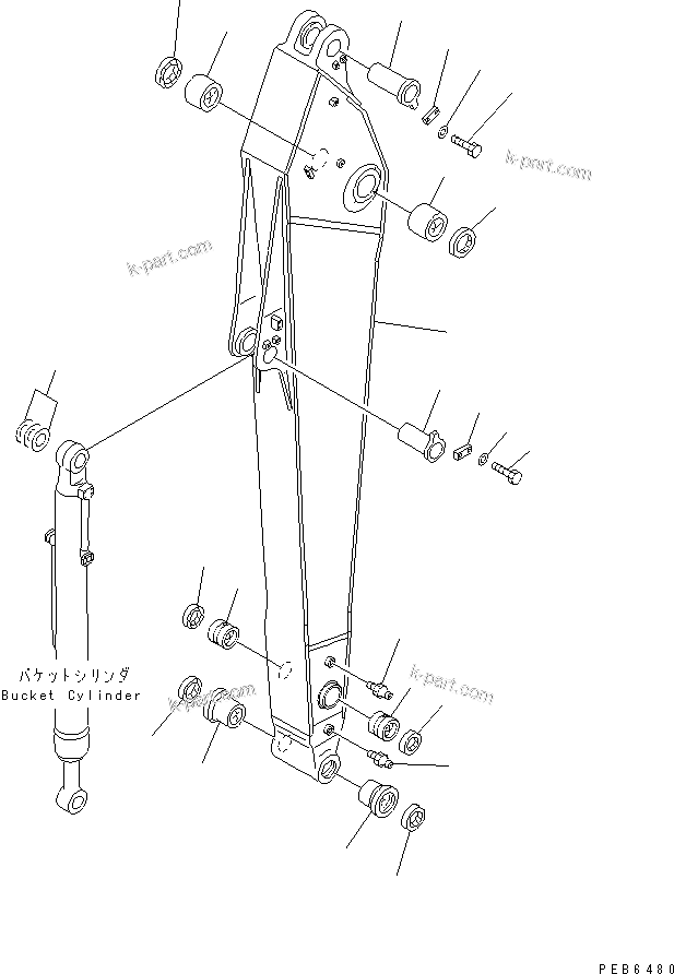 Komatsu parts book diagram for PC400LC-6 S/N 30001-UP (SAA6D125E-2 (Emission) Eng. Installed): ARM (4.0M) (ARM)