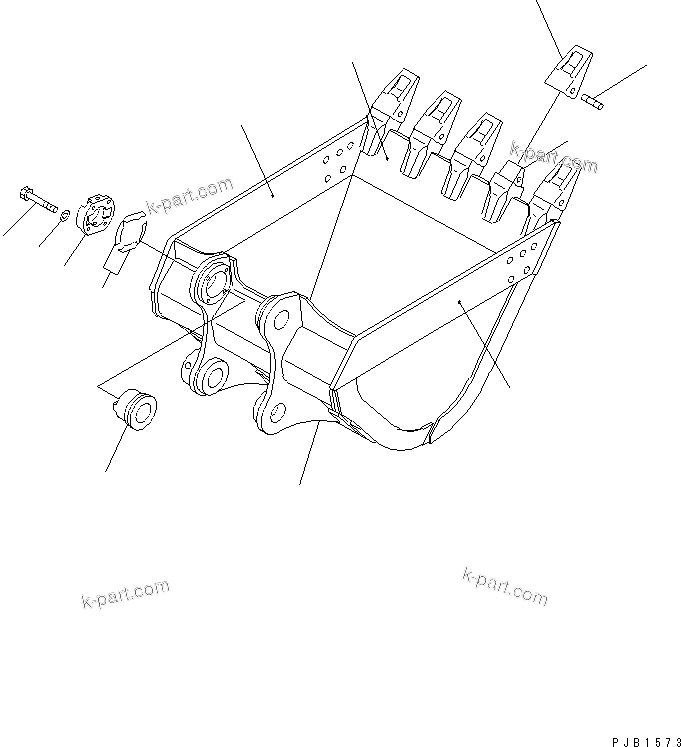 Komatsu parts book diagram for PC400LC-6 S/N 30001-UP (SAA6D125E-2 (Emission) Eng. Installed): BUCKET ? 1.8M3 (CECE 1.6M3) ? 1425MM (HORIZONTAL PIN TYPE) (WITH ADJUSTING)