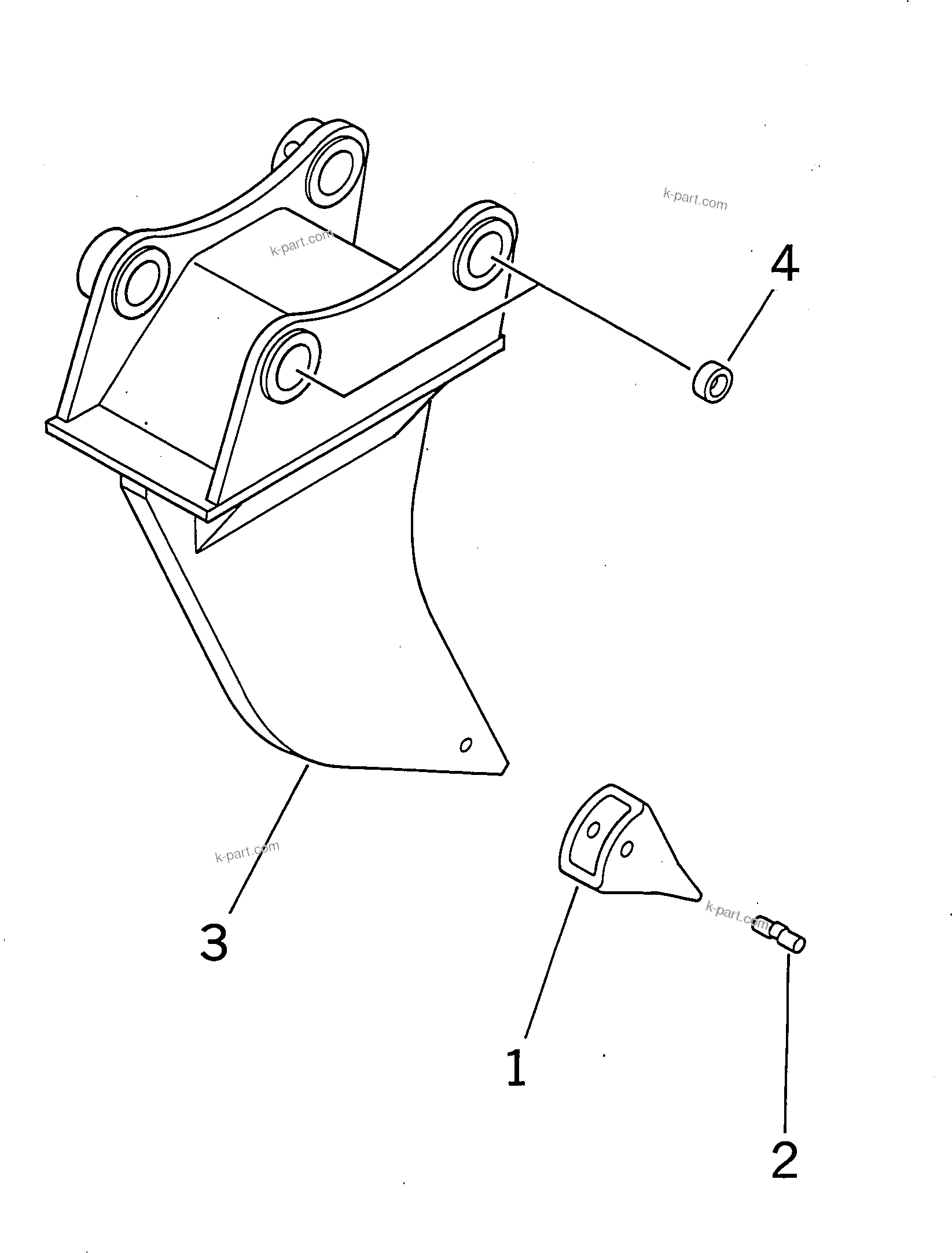Komatsu parts book diagram for PC400LC-6 S/N 30001-UP (SAA6D125E-2 (Emission) Eng. Installed): SINGLE SHANK RIPPER