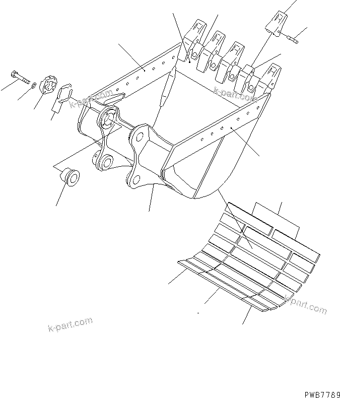 Komatsu parts book diagram for PC400LC-6 S/N 30001-UP (SAA6D125E-2 (Emission) Eng. Installed): BUCKET ? 1.6M3 ? 1424MM (HEAVY DUTY) (WITH ADJUSTING)(#32001-)