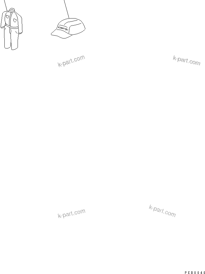 Komatsu parts book diagram for PC400LC-6 S/N 30001-UP (SAA6D125E-2 (Emission) Eng. Installed): CAP AND OVERALL