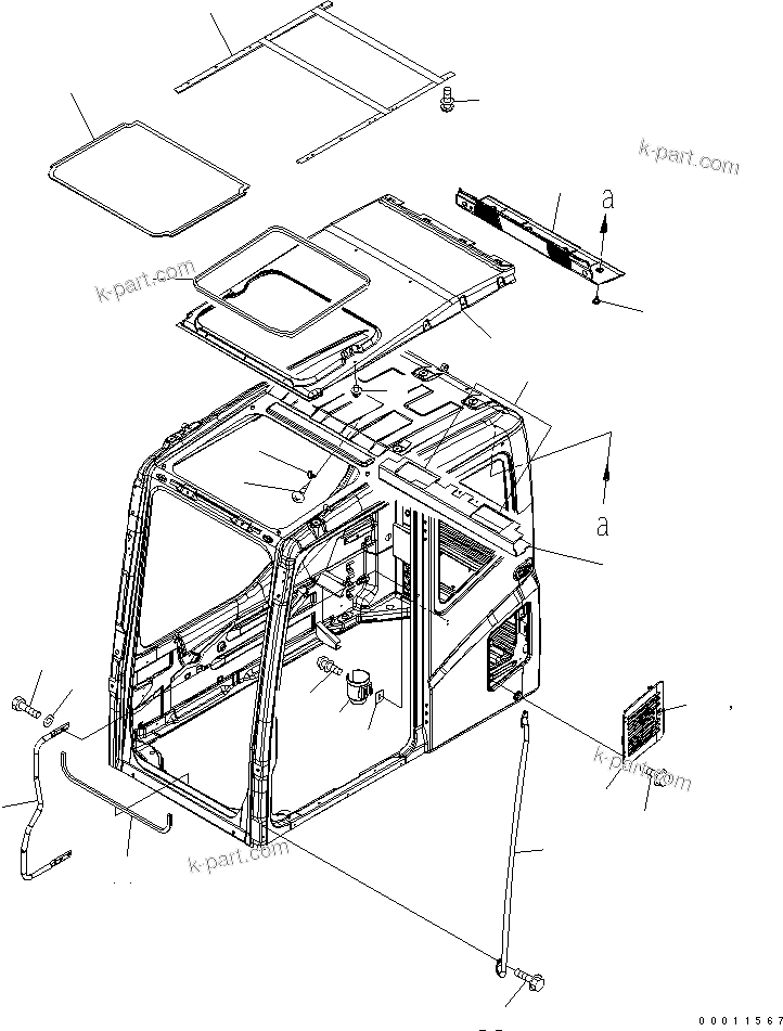 Komatsu parts book diagram for PC400LC-7-M1 S/N 50001-UP: FLOOR FRAME (OPERATOR'S CAB) (ACCESSORIES) (QUARRY SPEC.)(#50001-50007)