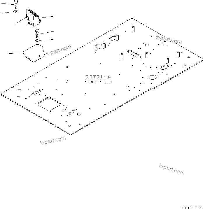 Komatsu parts book diagram for PC400LC-7-M1 S/N 50001-UP: FLOOR FRAME (OPERATOR'S CAB) (FOOT REST) (R.H.)