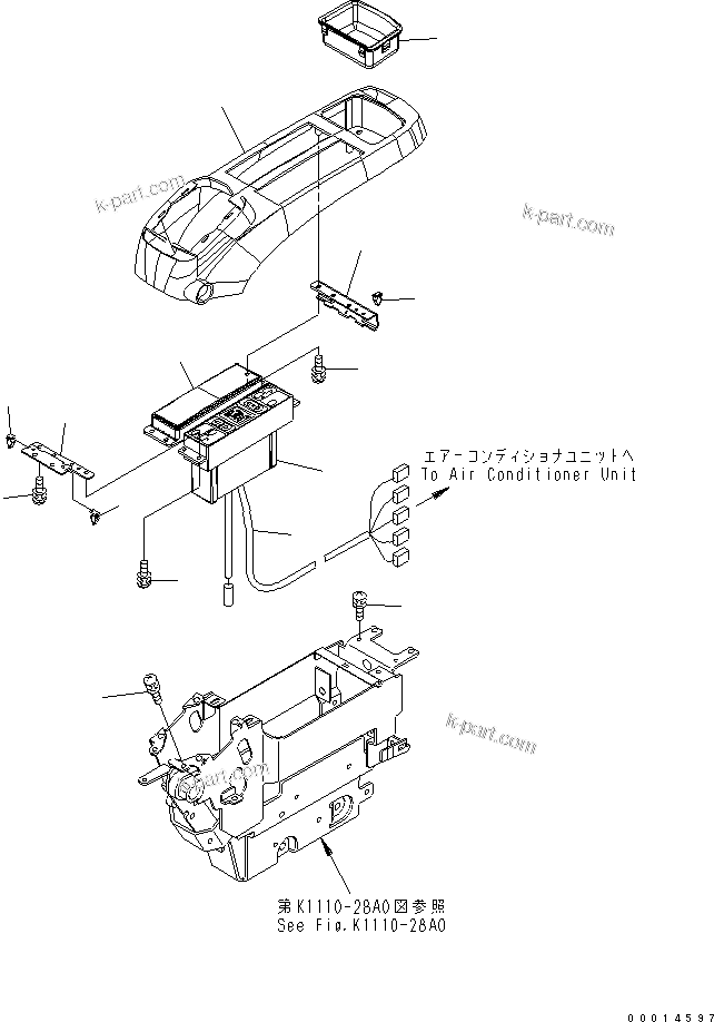 Komatsu parts book diagram for PC400LC-7-M1 S/N 50001-UP: FLOOR FRAME (OPERATOR'S CAB) (CONSOLE) (UPPER) (WITHOUT RADIO) (L.H.)