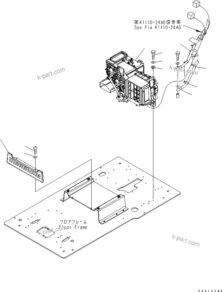 Komatsu parts book diagram for PC400LC-7-M1 S/N 50001-UP: FLOOR FRAME (OPERATOR'S CAB) (AIR CONDITIONER AND FOOT COVER)