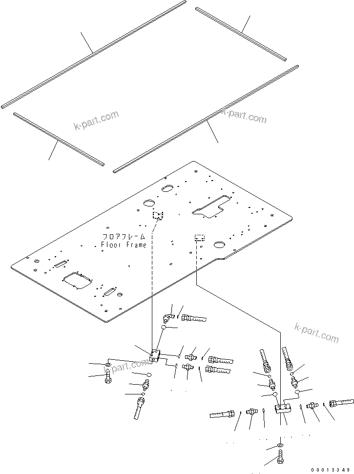 Komatsu parts book diagram for PC400LC-7-M1 S/N 50001-UP: FLOOR FRAME (OPERATOR'S CAB) (P ?T BLOCK AND SEAL)