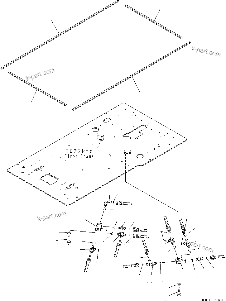Komatsu parts book diagram for PC400LC-7-M1 S/N 50001-UP: FLOOR FRAME (OPERATOR'S CAB) (P ?T BLOCK AND SEAL) (2 ACTUATOR)