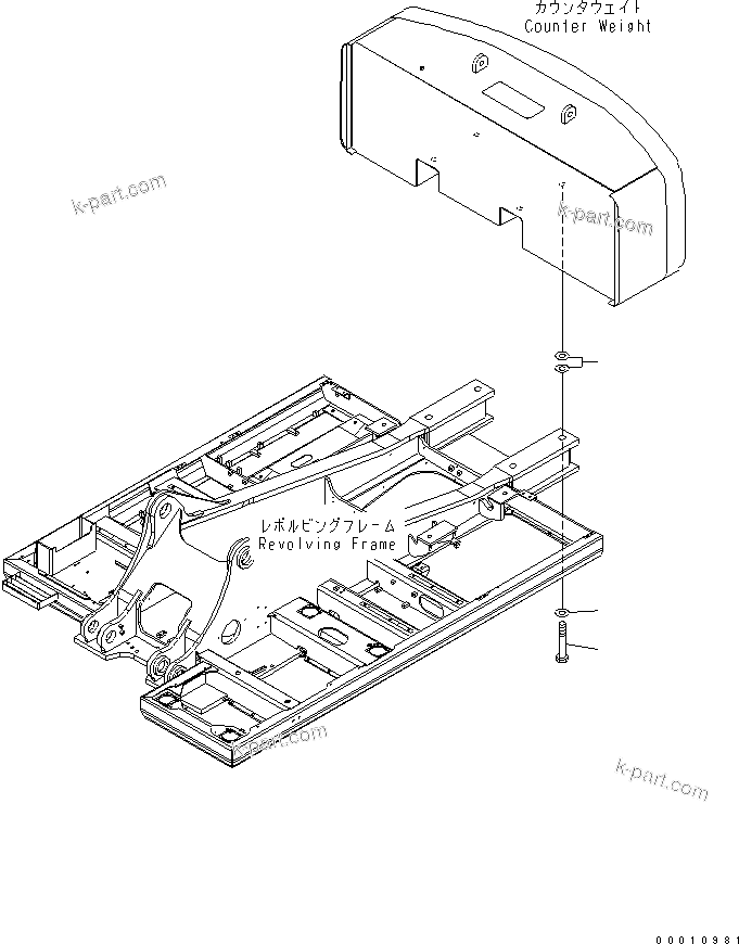 Komatsu parts book diagram for PC400LC-7-M1 S/N 50001-UP: COUNTER WEIGHT MOUNTING