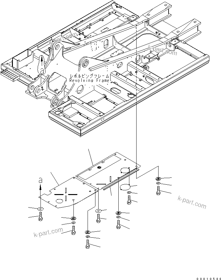 Komatsu parts book diagram for PC400LC-7-M1 S/N 50001-UP: UNDER COVER (REVOLVING FRAME) (R.H.)