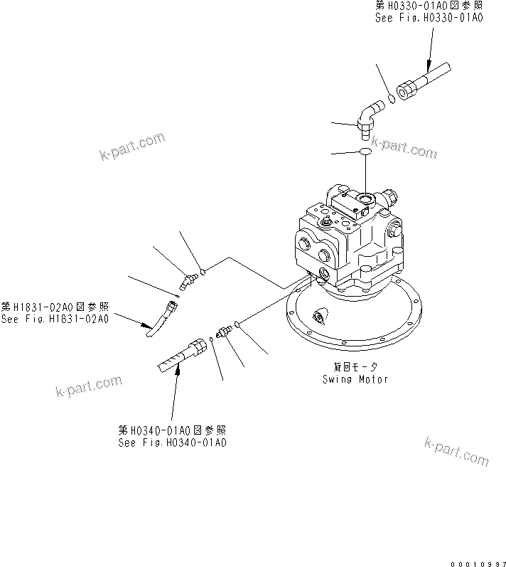 Komatsu parts book diagram for PC400LC-7-M1 S/N 50001-UP: SWING MOTOR (CONNECTING PARTS)