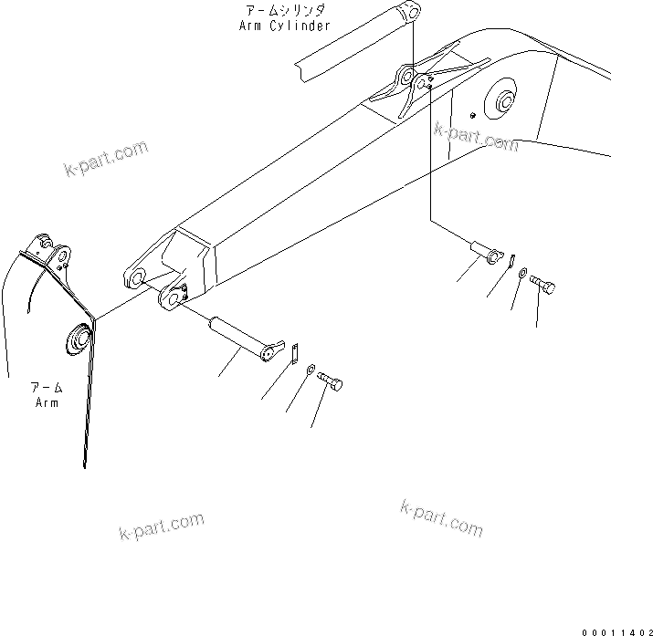 Komatsu parts book diagram for PC400LC-7-M1 S/N 50001-UP: BOOM (TOP PIN AND BOTTOM PIN)