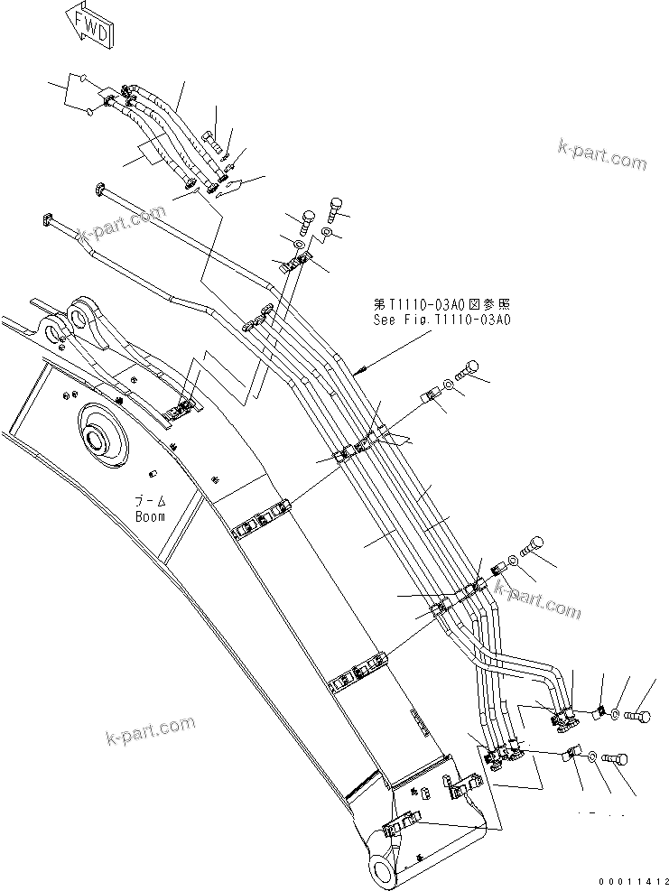 Komatsu parts book diagram for PC400LC-7-M1 S/N 50001-UP: BOOM (ARM CYLINDER LINE) (HEAVY DUTY)
