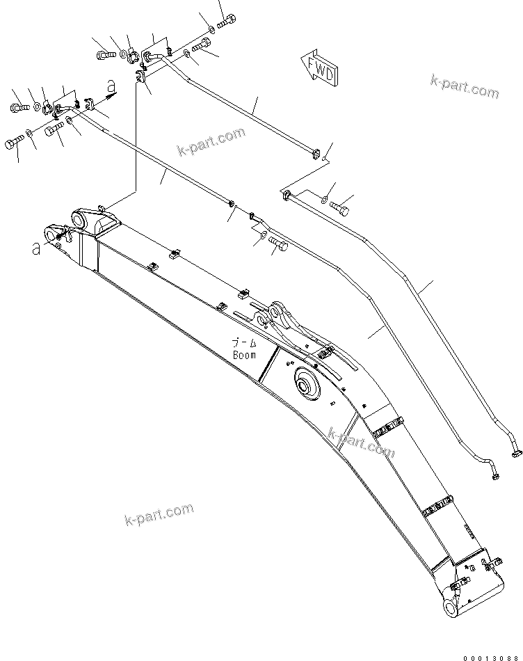 Komatsu parts book diagram for PC400LC-7-M1 S/N 50001-UP: BOOM (ADDITIONAL LINE) (FOR ADDITIONAL PIPING)
