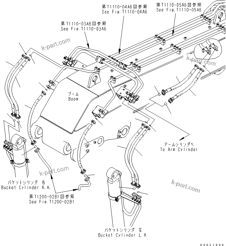 Komatsu parts book diagram for PC400LC-7-M1 S/N 50001-UP: BOOM (BUCKET CYLINDER LINE) (HOSE) (LOADER) (LOOSE-SUPPLY ITEM)