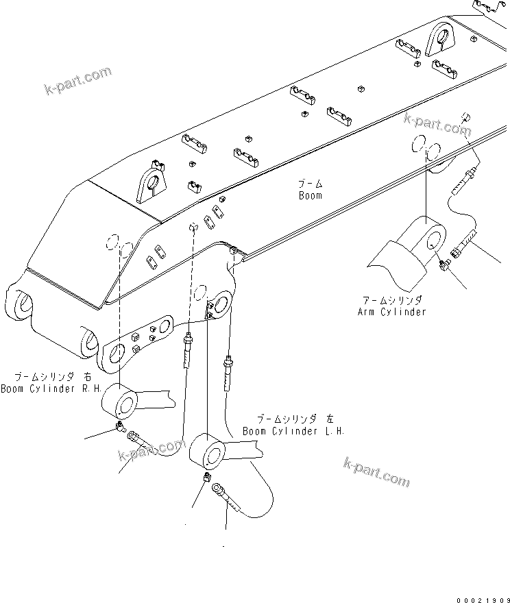 Komatsu parts book diagram for PC400LC-7-M1 S/N 50001-UP: BOOM (LUBRICATING LINE) (HOSE) (LOADER) (LOOSE-SUPPLY ITEM)