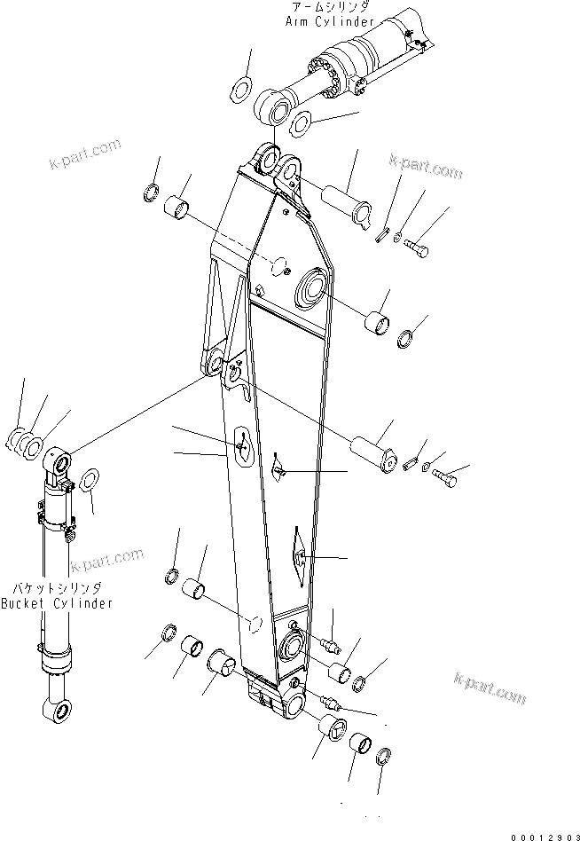 Komatsu parts book diagram for PC400LC-7-M1 S/N 50001-UP: ARM (3.4M) (FOR ADDITIONAL PIPING)