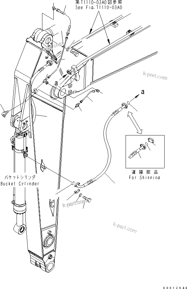 Komatsu parts book diagram for PC400LC-7-M1 S/N 50001-UP: ARM (BUCKET CYLINDER HOSE) (500 HOURS LUBRICATING)