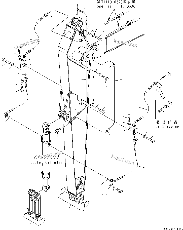 Komatsu parts book diagram for PC400LC-7-M1 S/N 50001-UP: ARM (4.8M) (BUCKET CYLINDER HOSE AND LUBRICATING LINE)