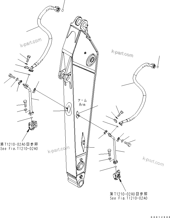 Komatsu parts book diagram for PC400LC-7-M1 S/N 50001-UP: ARM (3.2M) (ADDITIONAL PIPING)