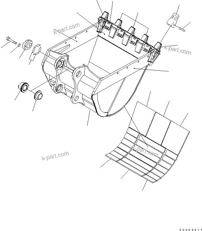 Komatsu parts book diagram for PC400LC-7-M1 S/N 50001-UP: BUCKET ? 2.1M3 ? 1560MM (HEAVY DUTY) (HORIZONTAL PIN TYPE)