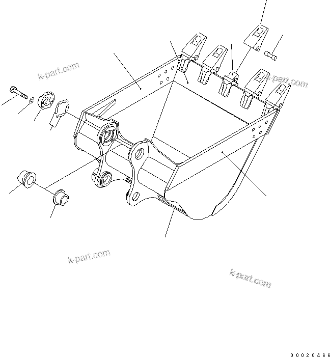 Komatsu parts book diagram for PC400LC-7-M1 S/N 50001-UP: BUCKET ? 1.9M3 ? 1474MM (HORIZONTAL PIN TYPE) (WITH ADJUSTING)
