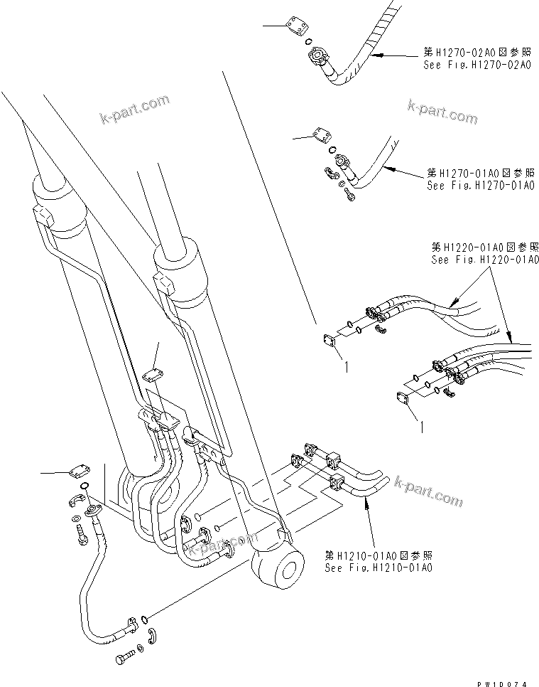 Komatsu parts book diagram for PC400LC-7-M1 S/N 50001-UP: BLIND PARTS (BODY) (1 ACTUATOR)