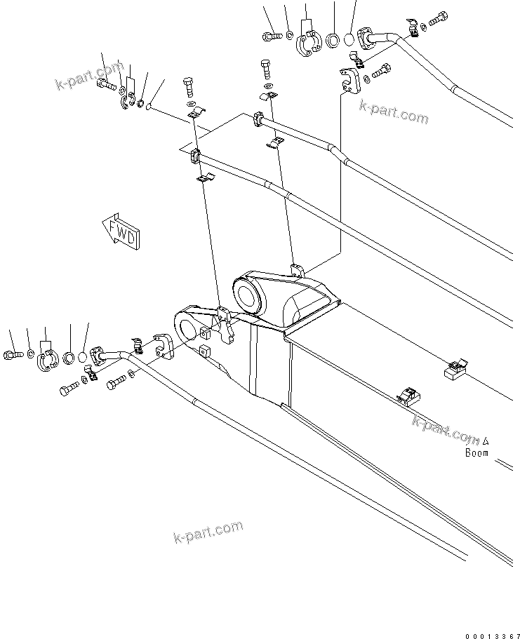 Komatsu parts book diagram for PC400LC-7-M1 S/N 50001-UP: BLIND PARTS (BOOM) (1 ACTUATOR)(#50001-50038)