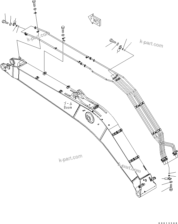 Komatsu parts book diagram for PC400LC-7-M1 S/N 50001-UP: BLIND PARTS (BOOM) (FOR COMPONENT)(#50001-50038)