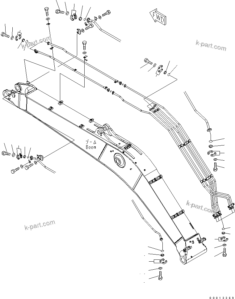 Komatsu parts book diagram for PC400LC-7-M1 S/N 50001-UP: BLIND PARTS (BOOM) (1 ACTUATOR) (FOR COMPONENT)(#50001-50038)
