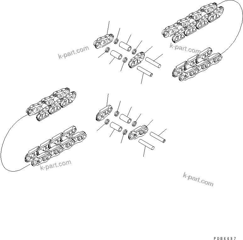 Komatsu parts book diagram for PC400LC-7-M1 S/N 50001-UP: TRACK LINK (SUPPLY PARTS) (98 SET)