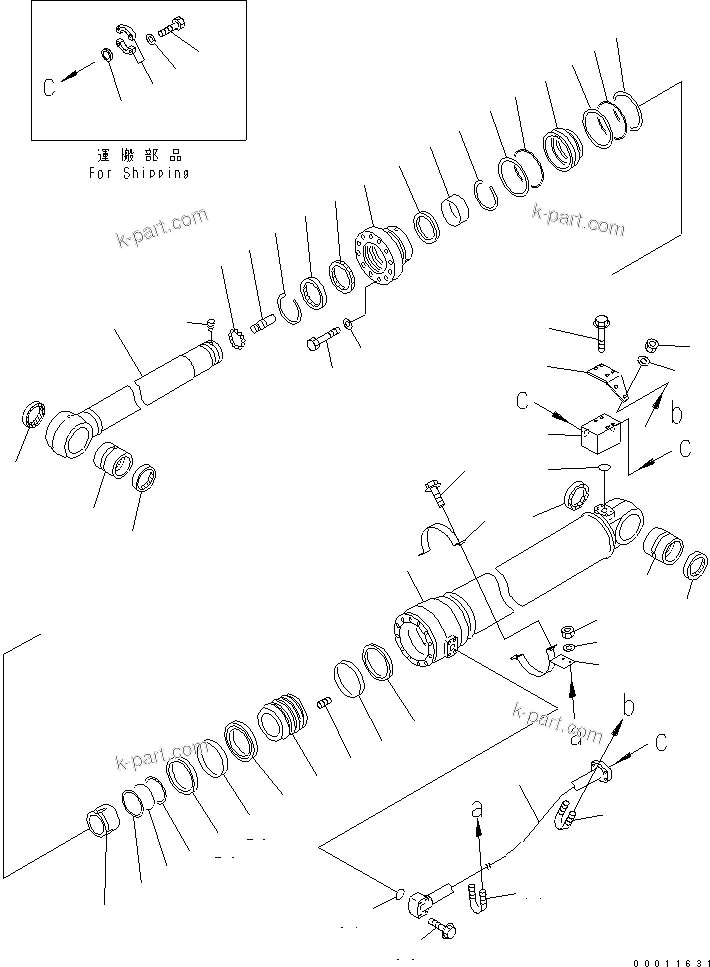Komatsu parts book diagram for PC400LC-7-M1 S/N 50001-UP: ARM CYLINDER