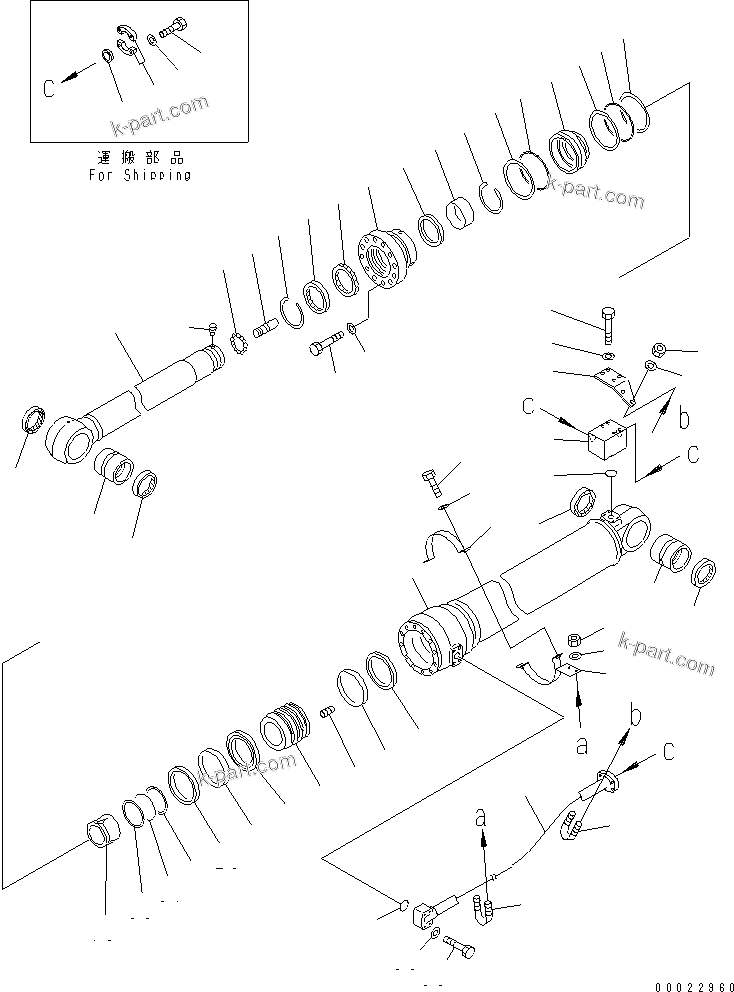 Komatsu parts book diagram for PC400LC-7-M1 S/N 50001-UP: ARM CYLINDER (FOR 2.4M ARM)
