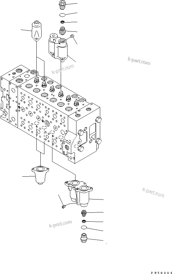 Komatsu parts book diagram for PC400LC-7-M1 S/N 50001-UP: MAIN VALVE (1-ACTUATOR) (2/20)