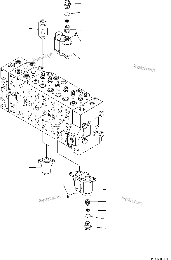 Komatsu parts book diagram for PC400LC-7-M1 S/N 50001-UP: MAIN VALVE (2-ACTUATOR) (2/23)