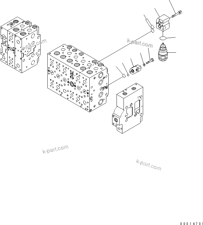 Komatsu parts book diagram for PC400LC-7-M1 S/N 50001-UP: MAIN VALVE (2-ACTUATOR) (6/23)