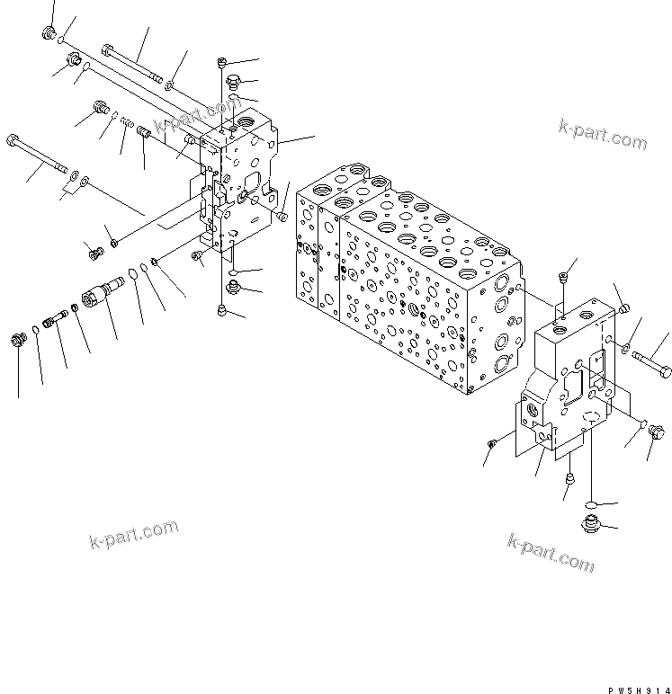 Komatsu parts book diagram for PC400LC-7-M1 S/N 50001-UP: MAIN VALVE (2-ACTUATOR) (7/23)