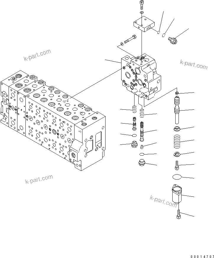 Komatsu parts book diagram for PC400LC-7-M1 S/N 50001-UP: MAIN VALVE (2-ACTUATOR) (13/23)