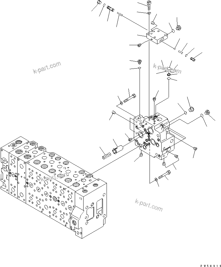 Komatsu parts book diagram for PC400LC-7-M1 S/N 50001-UP: MAIN VALVE (2-ACTUATOR) (14/23)