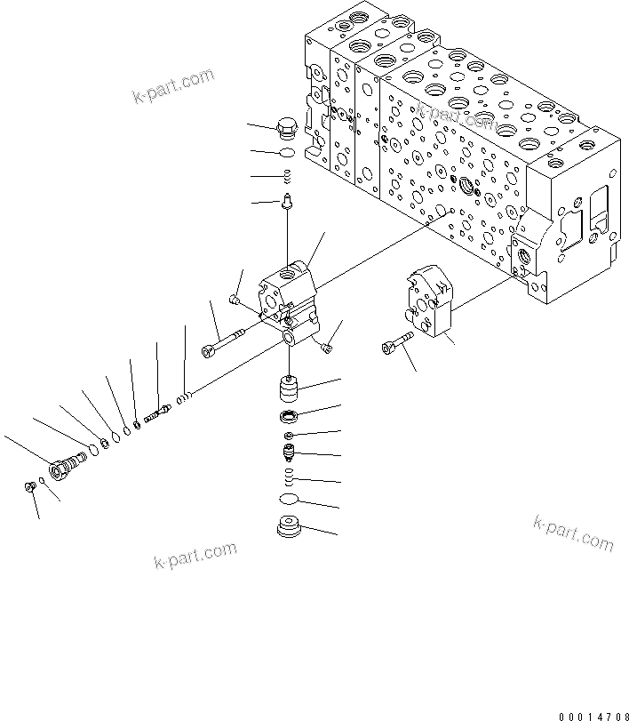 Komatsu parts book diagram for PC400LC-7-M1 S/N 50001-UP: MAIN VALVE (2-ACTUATOR) (16/23)